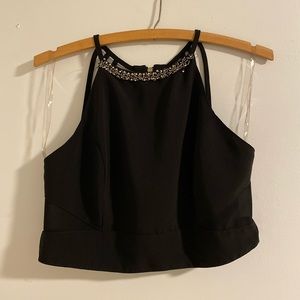 Black Halter Crop Top